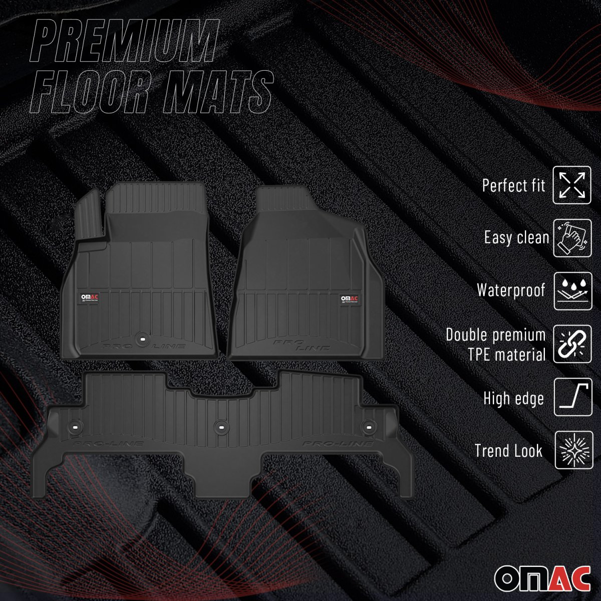 Chevrolet Traverse Floor Mat - Omac - Premium TPE - Black - '09-'17